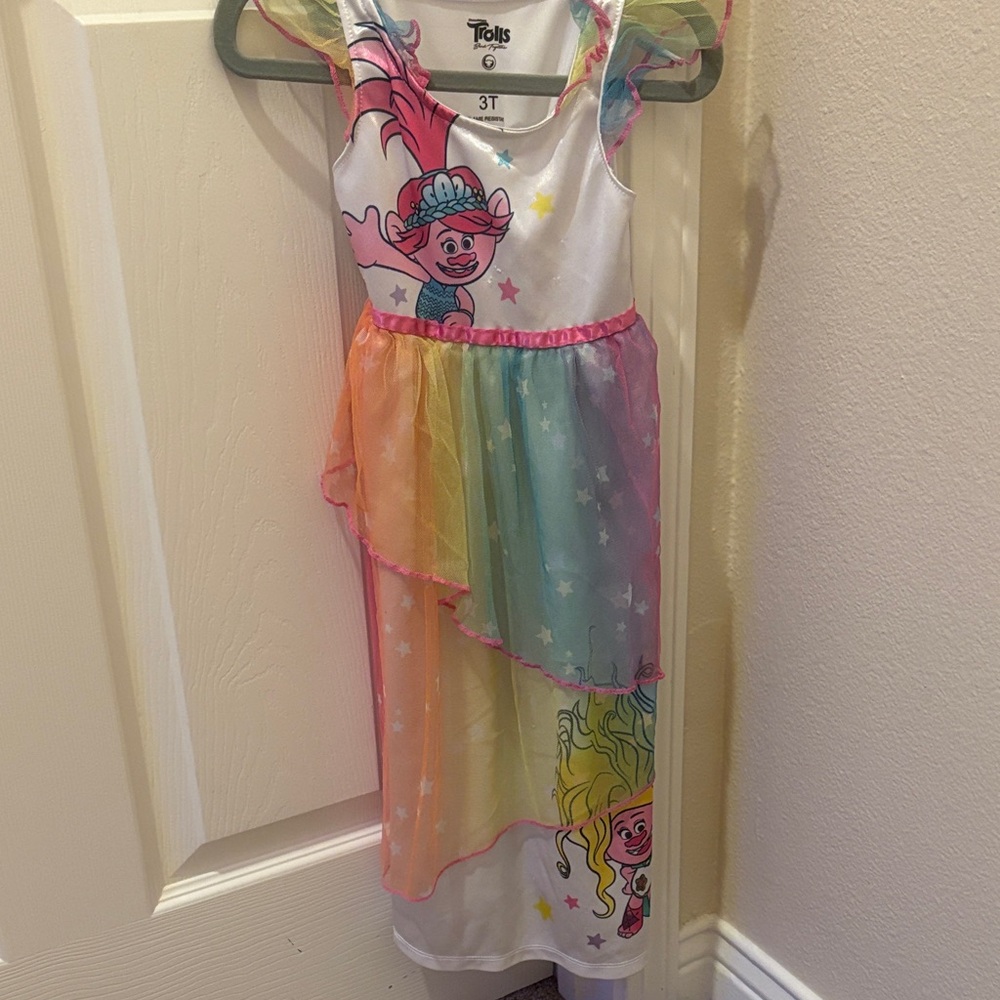 Trolls Multicolor Kids Dress with Characters